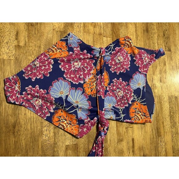 Jones New York One Piece Swimsuit Floral One Shoulder Tie Waist Medium Beach - Picture 7 of 10